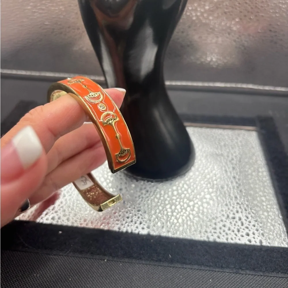 Gold and Orange Enamel Bangle